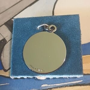 Wells Circle Sterling Silver Engravable Blank Charm Pendant Vintage 2g